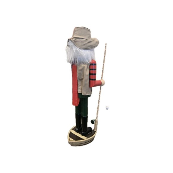 New Man Cave Fly Fisherman Christmas Holiday Nutcracker Room Decor Gift 14" Tall - Picture 3 of 3